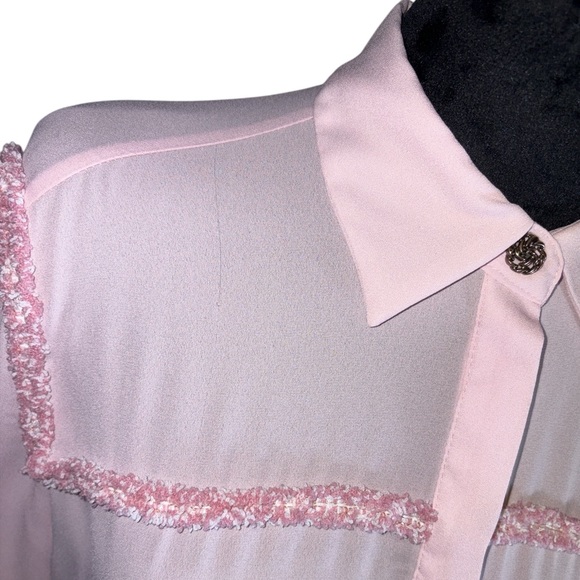 Zara Pastel Pink Contrast Textured Shirt with Button Details Size Small - Picture 8 of 12